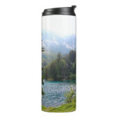 Landschaftlicher Alpenwald und Foto Thermosbecher (Nach links gedreht)