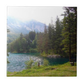 Landschaftlicher Alpenwald und See Fliese (Vorderseite)