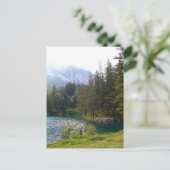 Landschaftlicher Alpenwald und See Postkarte (Stehend Vorderseite)