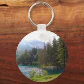 Landschaftlicher Alpenwald und See Schlüsselanhänger (Vorderseite)