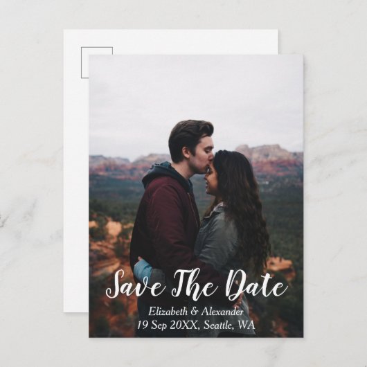 Landschaftlicher Berg Save the Date Postkarte (Vorne/Hinten)