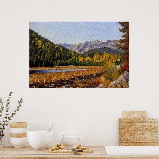 Landschaftlicher Bergsee im Estespark Poster (Küche)