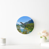 Landschaftlicher Bergsee Spiegelbild Runde Wanduhr (Zuhause)