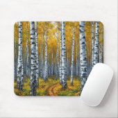 Landschaftlicher Birkenwald im Herbst Mousepad (Mit Mouse)