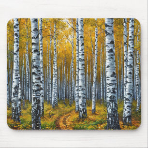 Landschaftlicher Birkenwald im Herbst Mousepad