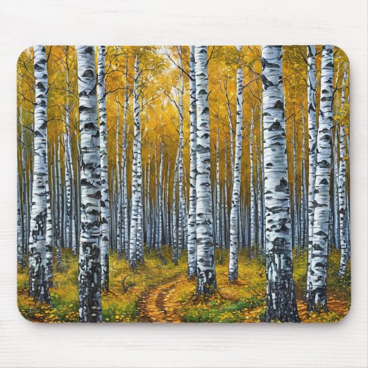 Landschaftlicher Birkenwald im Herbst Mousepad (Vorne)
