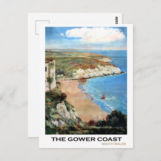 Landschaftlicher Blick auf die Gower Küste, Südwal Postkarte (Vorne/Hinten)