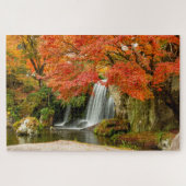 Landschaftlicher Blick auf Herbst | Wasserfall und Puzzle (Horizontal)
