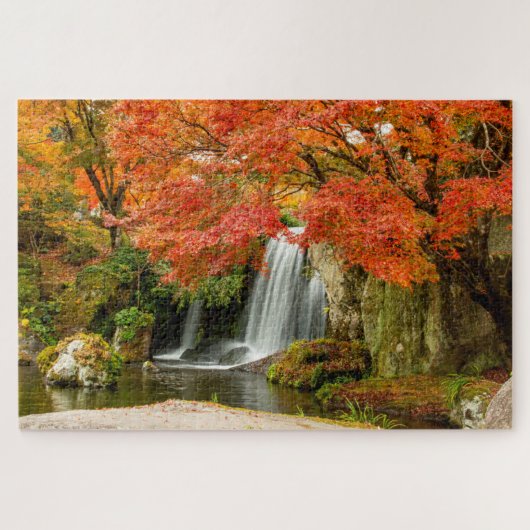 Landschaftlicher Blick auf Herbst | Wasserfall und Puzzle (Horizontal)