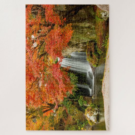 Landschaftlicher Blick auf Herbst | Wasserfall und Puzzle (Vertikal)
