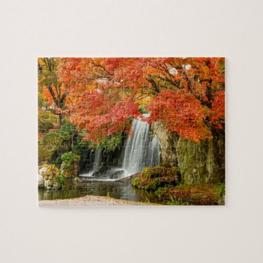 Landschaftlicher Blick auf Herbst | Wasserfall und Puzzle (Horizontal)