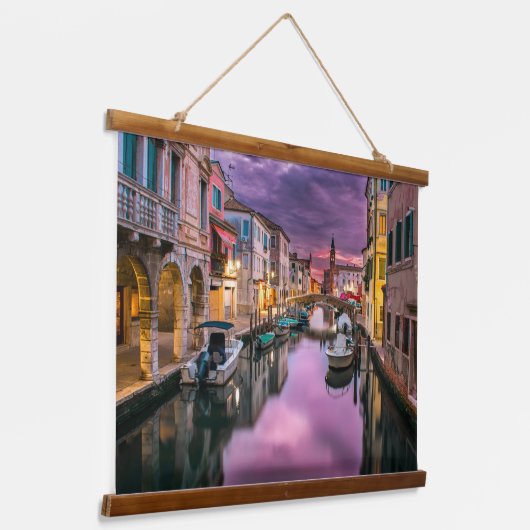 Landschaftlicher Canal Grande in Italien bei Sunse Wandteppich Mit Holzrahmen (Gewinkelt)