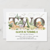 Landschaftlicher Dinosaurier Zwei wilde 2. Geburts Einladung (Vorderseite)