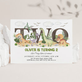 Landschaftlicher Dinosaurier Zwei wilde 2. Geburts Einladung