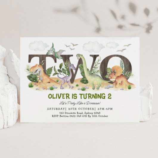 Landschaftlicher Dinosaurier Zwei wilde 2. Geburts Einladung