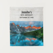 Landschaftlicher Geburtstag von Mountain & Lake Fo Wandteppich (Vorderseite)