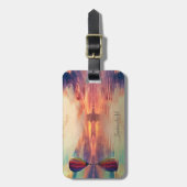 Landschaftlicher Heißluftballon Name Gepäckmarke Gepäckanhänger (Vorderseite vertikal)