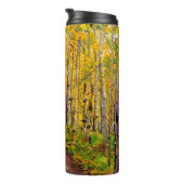 Landschaftlicher Herbstweg in Aspen Tree Grove Thermosbecher (Nach rechts gedreht)