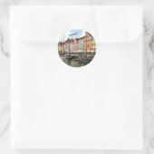 Landschaftlicher Kanal in Kopenhagen Runder Aufkleber (Tasche)