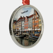 Landschaftlicher Kanal in Kopenhagen Silbernes Ornament (Rechts)