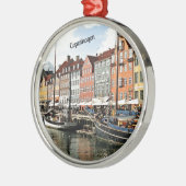 Landschaftlicher Kanal in Kopenhagen Silbernes Ornament (Links)