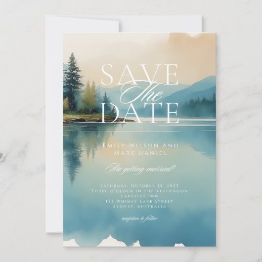 Landschaftlicher Kiefernwald Save the Date Einladung (Vorderseite)