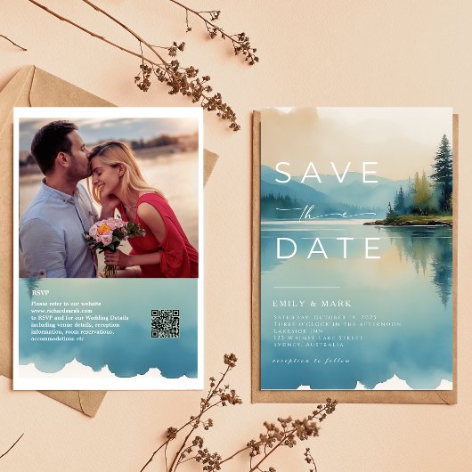 Landschaftlicher Kiefernwald Save the Date Einladung