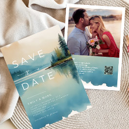 Landschaftlicher Kiefernwald Save the Date Einladung