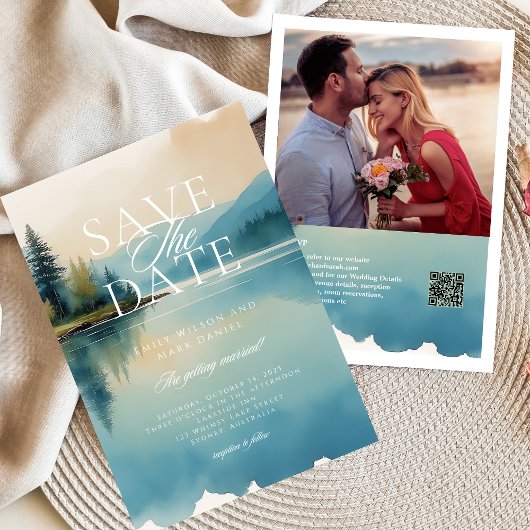 Landschaftlicher Kiefernwald Save the Date Einladung