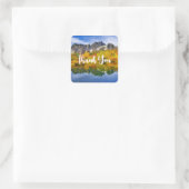 Landschaftlicher Landschaftswald und Gebirge Viele Quadratischer Aufkleber (Tasche)