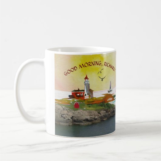 Landschaftlicher Leuchtturm Seascape Name Kaffeetasse (Links)