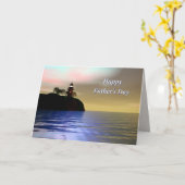 Landschaftlicher Leuchtturm Vatertag Karte (Gelbe Blume)