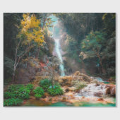 Landschaftlicher Naturfantasy-Wasserfall Geschenkpapier (Flach)