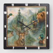 Landschaftlicher Naturwald Quadratische Wanduhr (Vorderseite)