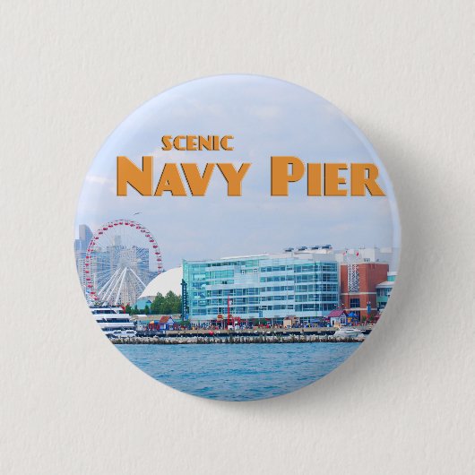 Landschaftlicher Navy-Pier - Chicago Illinois Button (Vorderseite)