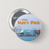Landschaftlicher Navy-Pier - Chicago Illinois Button (Vorne & Hinten)