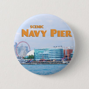 Landschaftlicher Navy-Pier - Chicago Illinois Button