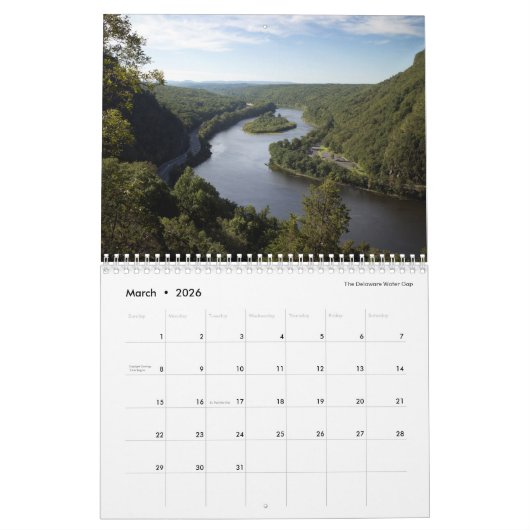 Landschaftlicher New-Jersey Kalender (Mär 2026)