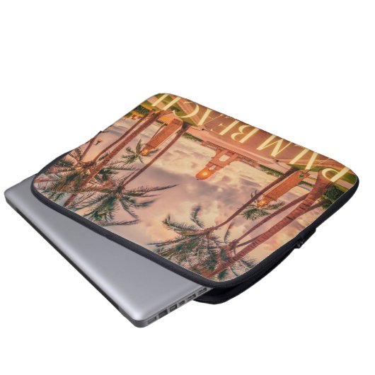 Landschaftlicher Palm Beach Rosa Himmel Laptopschutzhülle (Vorne Knopf)