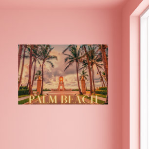 Landschaftlicher Palm Beach Rosa Himmel Poster