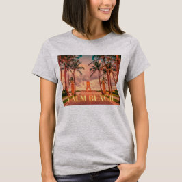 Landschaftlicher Palm Beach Rosa Himmel T-Shirt