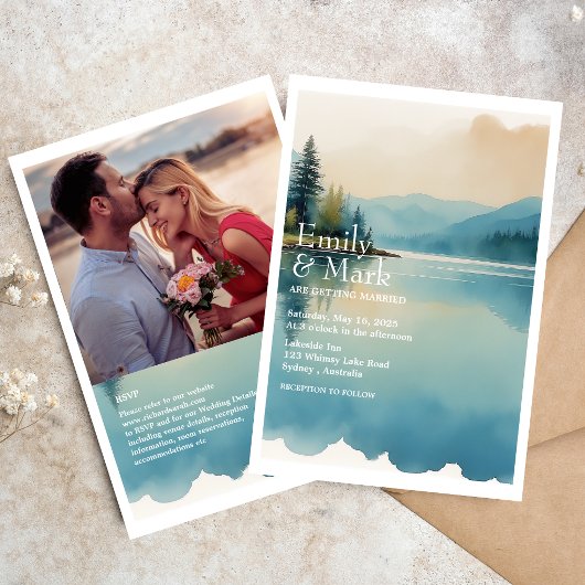 Landschaftlicher Pinienwald Hochzeit am Lago Maggi Einladung