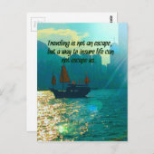 Landschaftlicher reisender Zitat-Victoria-Hafen Postkarte (Vorne/Hinten)