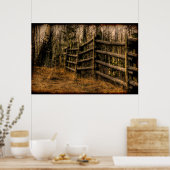 Landschaftlicher Rustikaler Zaun im Landschaftsbil Poster (Küche)