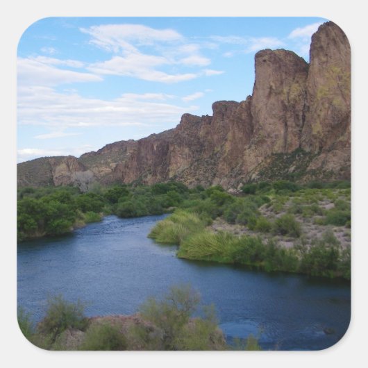 Landschaftlicher Saguaro Quadratischer Aufkleber (Vorderseite)