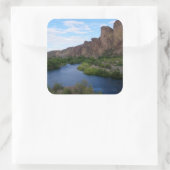 Landschaftlicher Saguaro Quadratischer Aufkleber (Tasche)