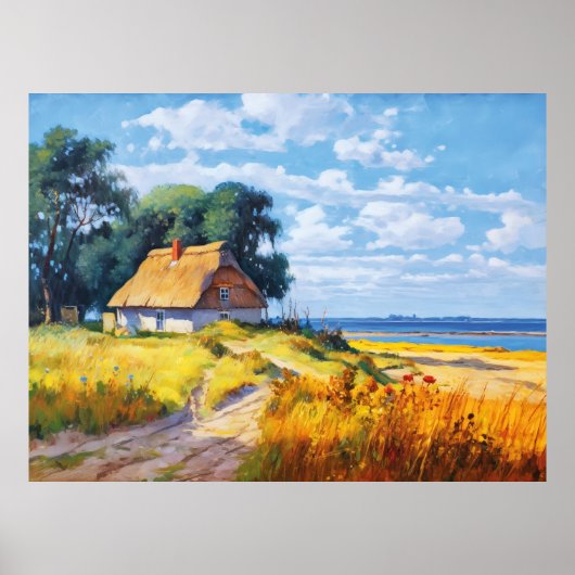 Landschaftlicher Sandweg mit Schilfkröte Poster (Vorne)