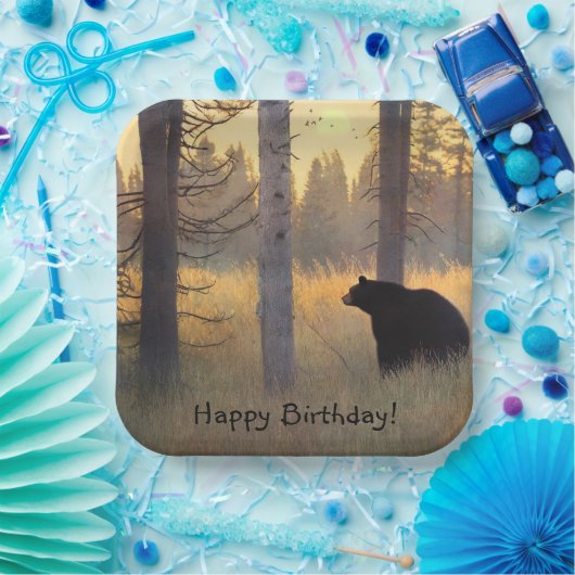 Landschaftlicher Schwarzbär Geburtstag Pappteller (Party)