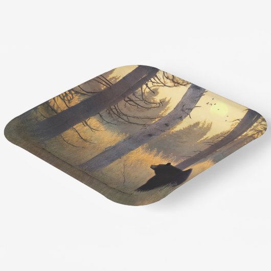 Landschaftlicher Schwarzbär Geburtstag Pappteller (Gewinkelt)