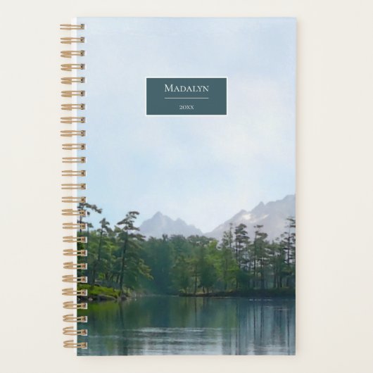 Landschaftlicher See in den Bergen personalisierte Planer (Vorderseite)